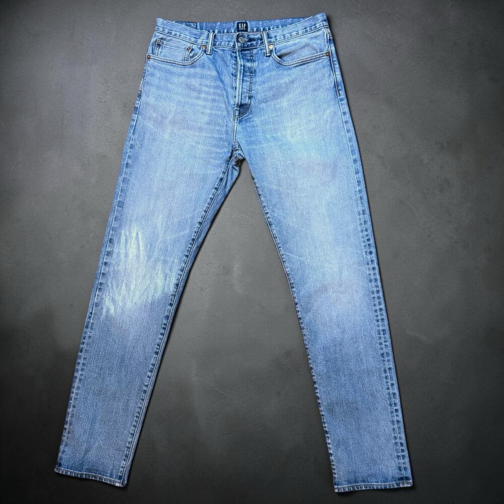 Gap Denim Jeans Mens Light Wash Faded Slim Cut Stretch Size 33/34
